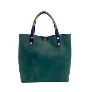 KMM & Co. Aegean Or Atlantic Blue Leather Mini Crossbody Tote